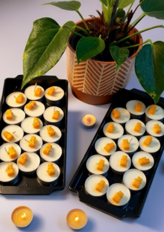 Hot Chocolate & Macaroon With Pumpkin Spice Bear Tea Light | 6 Pack - Image 3