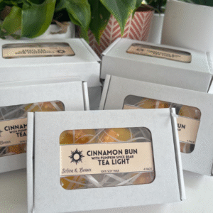 Cinnamon Bun With Pumpkin Spice Bear Tea Light | 4 Pack