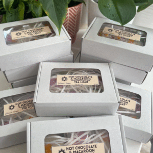 Hot Chocolate & Macaroon With Pumpkin Spice Bear Tea Light | 6 Pack