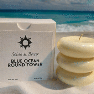Blue Ocean Round Tower Soy Wax Candle | 250g